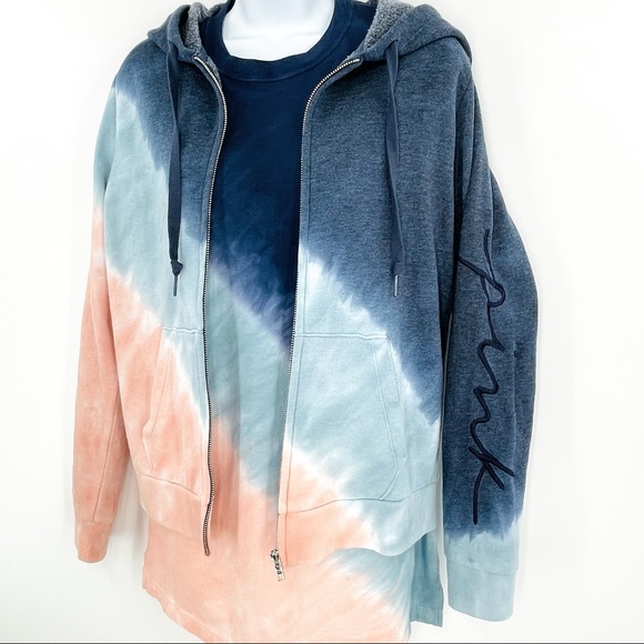 👚💙VS PINK ENSIGN CAMPUS STATIC TIE DYE LOUNGE ZIP UP HOODIE Size Med NWT - Picture 12 of 12
